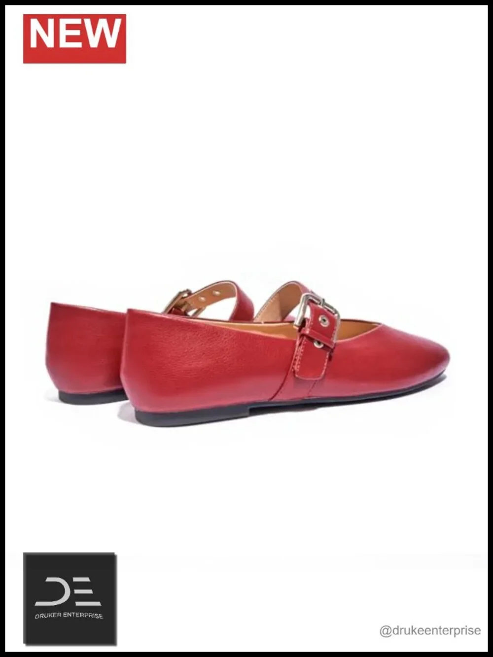Women's Round Toe Mary Jane Flats with Adjustable Buckle Strap Slip On